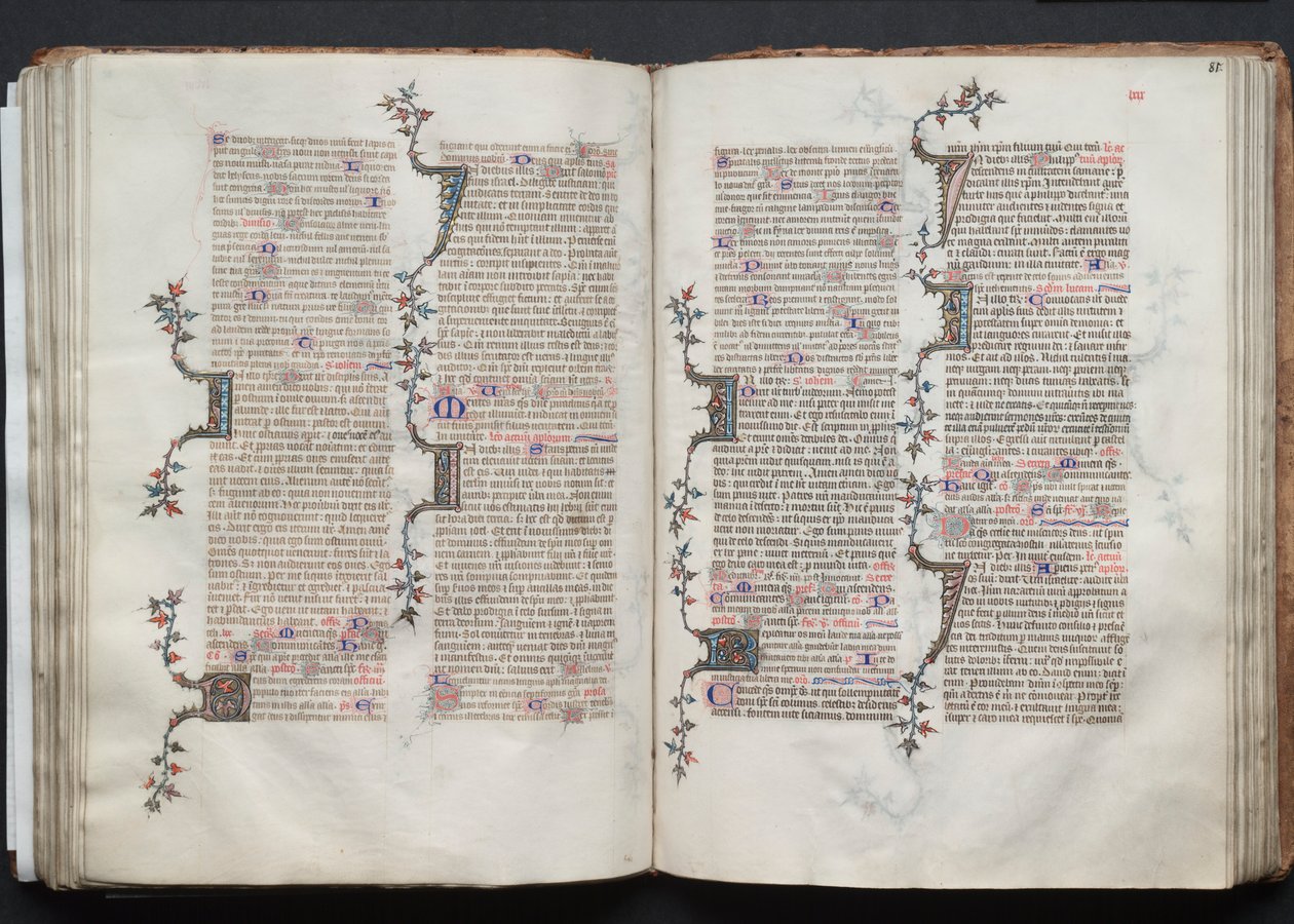 Mszał Gotha: Fol. 81r, Tekst, c. 1375. autorstwa Master of the Boqueteaux