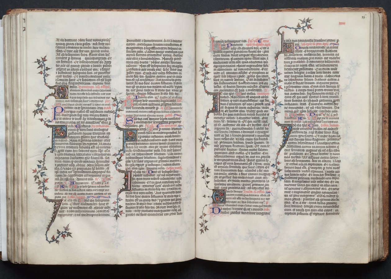 Mszał Gotha: Fol. 85v, tekst, ok. 1375. autorstwa Master of the Boqueteaux