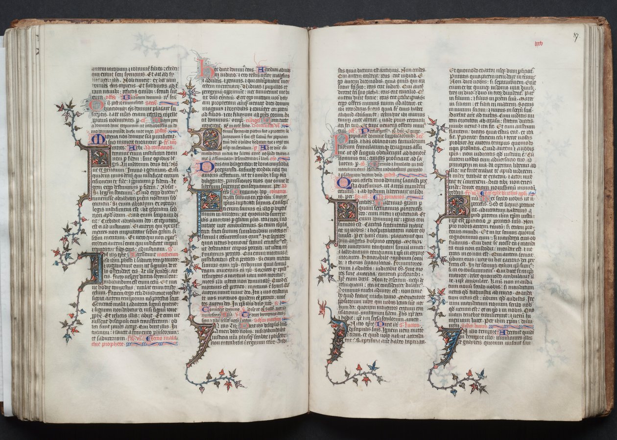 Mszał Gotha: Fol. 87r, Tekst , c. 1375. autorstwa Master of the Boqueteaux