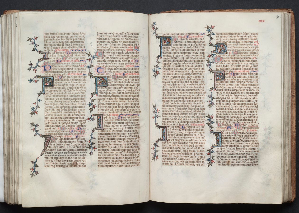 Mszał Gotha: Fol. 90r, Tekst, c. 1375. autorstwa Master of the Boqueteaux