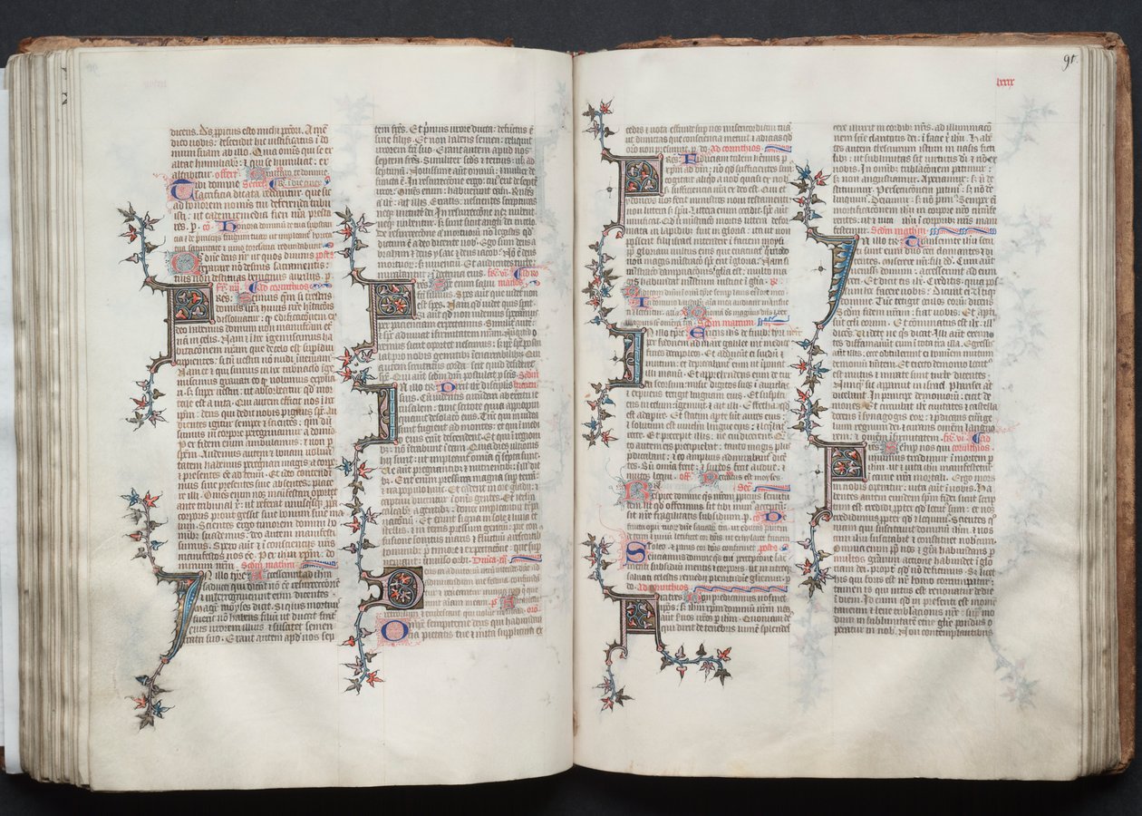 Mszał Gotha: Fol. 90v, tekst, ok. 1375. autorstwa Master of the Boqueteaux