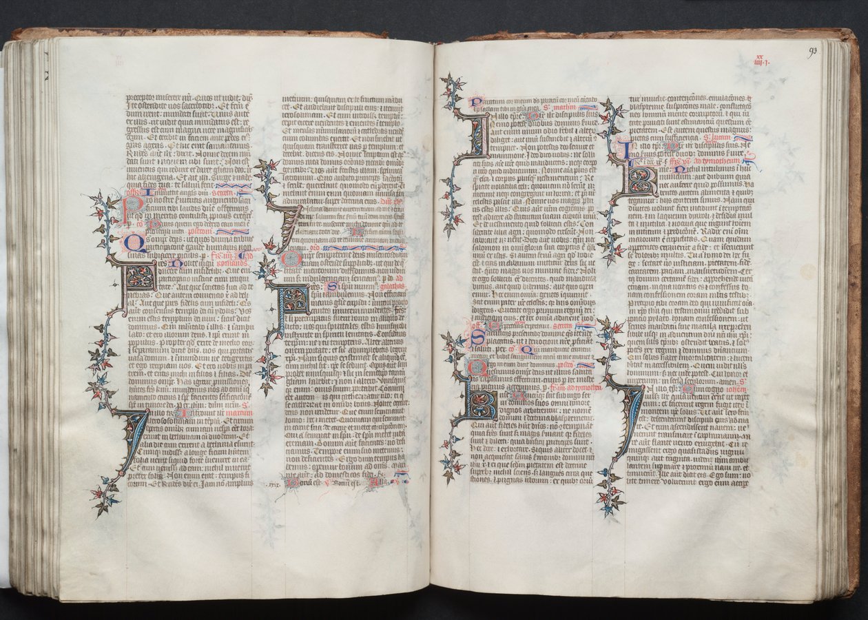 Mszał Gotha: Fol. 93r, Tekst, c. 1375. autorstwa Master of the Boqueteaux