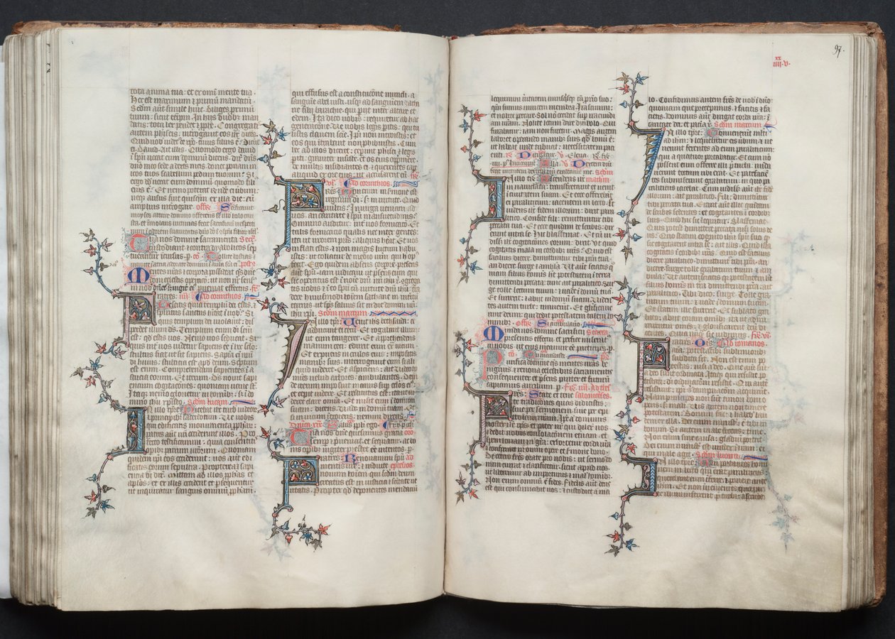 Mszał Gotha: Fol. 97r, Tekst, c. 1375. autorstwa Master of the Boqueteaux