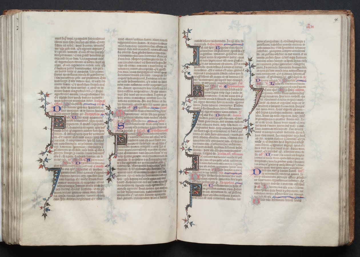 Mszał Gotha: Fol. 98r, Tekst, c. 1375. autorstwa Master of the Boqueteaux