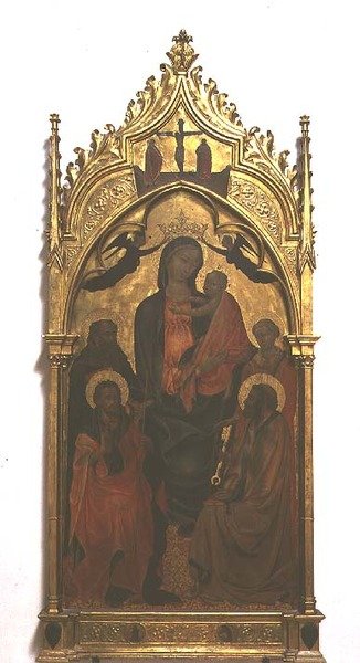 Madonna z Dzieciątkiem i świętymi (tempera na płycie) autorstwa Master of the Borgo alla Collina