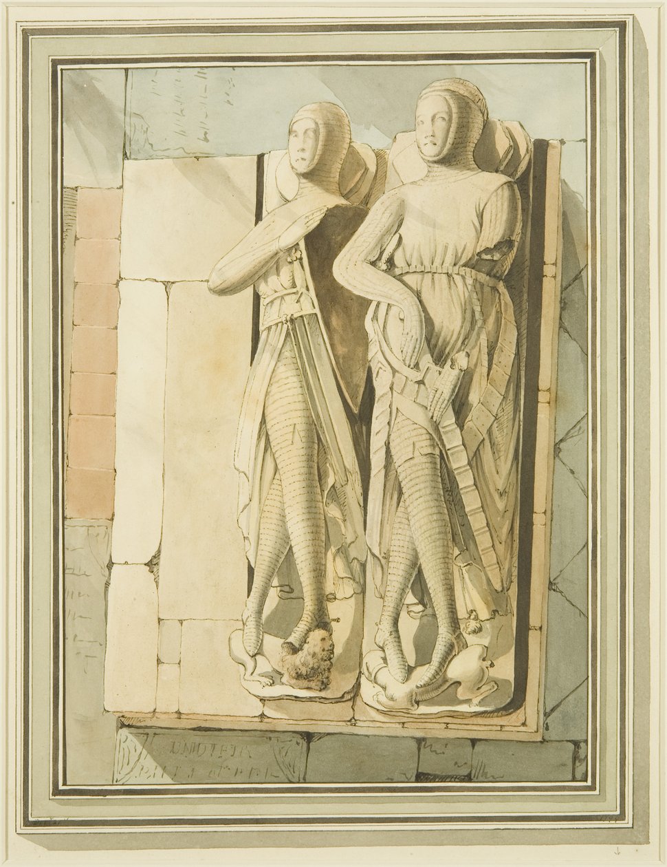 Podobizny dwóch rycerzy, „Maurice of Gaunt” i „Robert de Gourney” w kościele św. Marka autorstwa Master of the Bristol Church Monuments