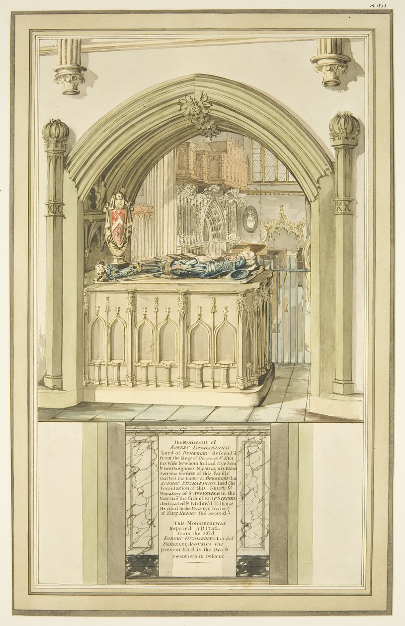 Grób Roberta Fitzhardinga, zm. 1170, w katedrze w Bristolu, ok. 1799 (akwarela na papierze) autorstwa Master of the Bristol Church Monuments