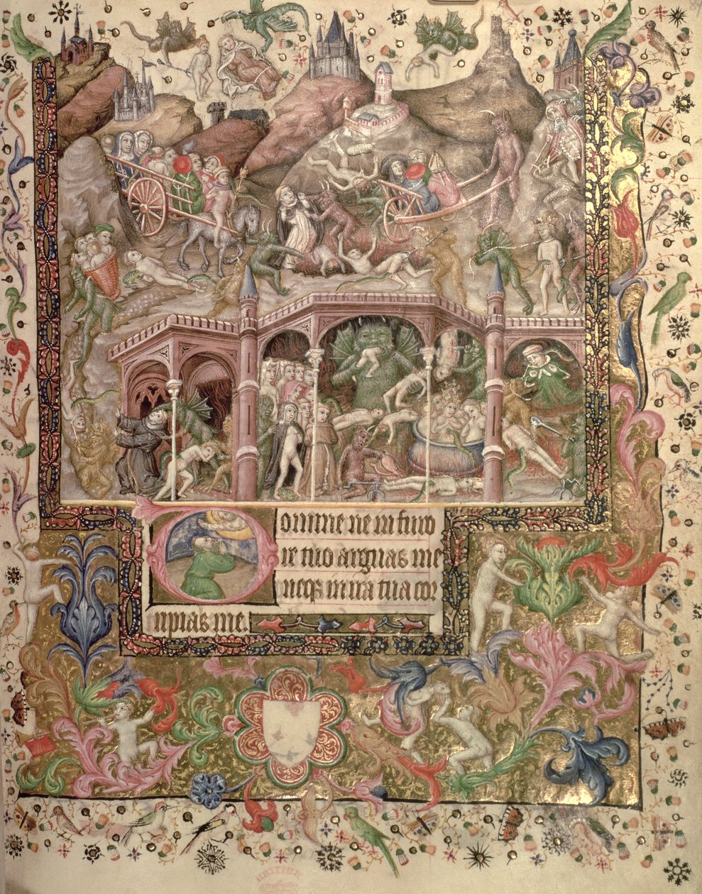 Dodaj 29433 fol.89 Wizja piekła, z Księgi Godzin, ok. 1407 (welum) autorstwa Master of the Brussels Initials