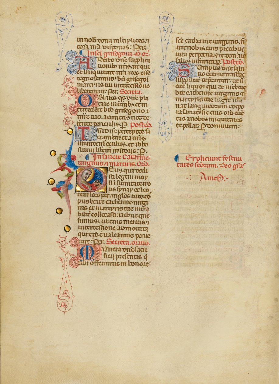 Inicjał D: Święta Katarzyna autorstwa Master of the Brussels Initials