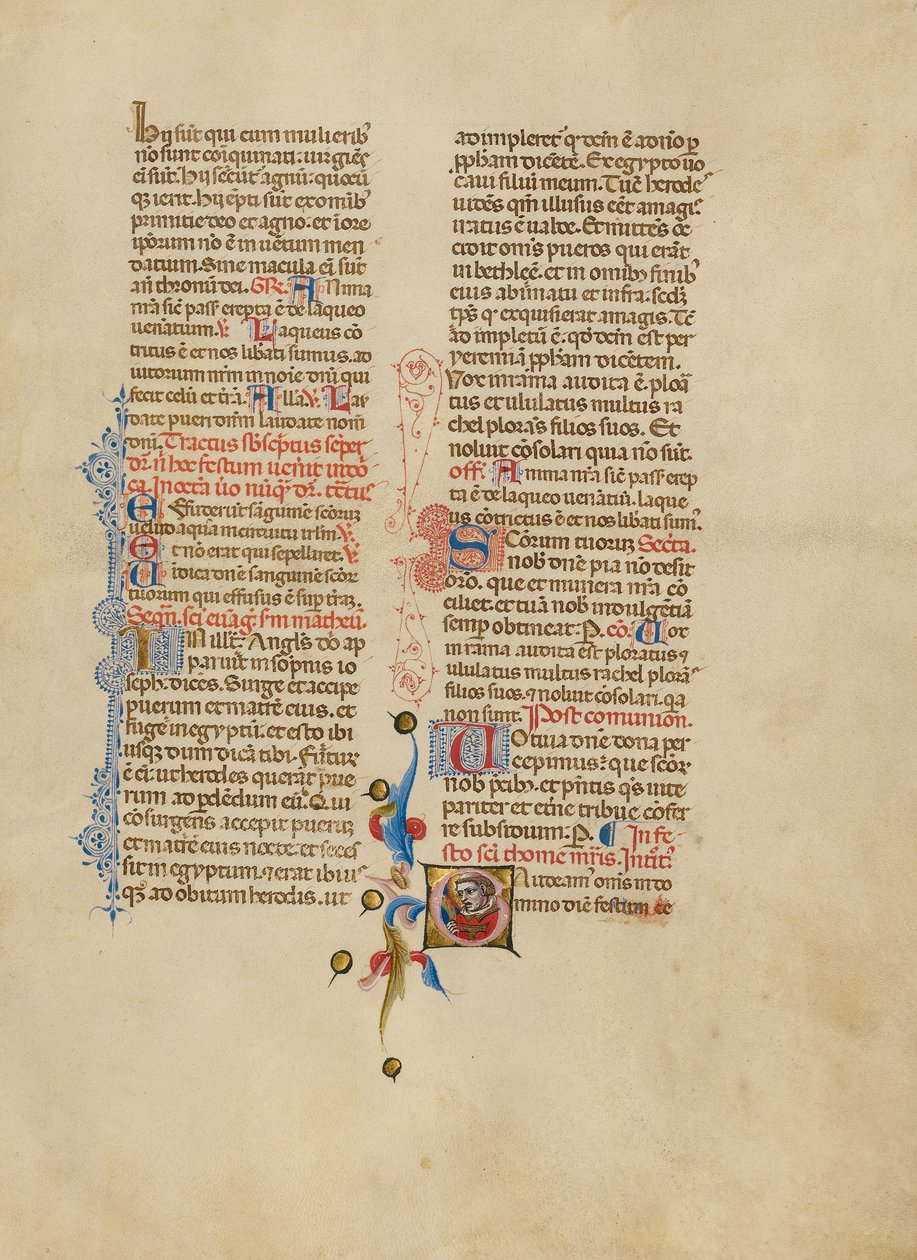 Inicjał G: Święty Tomasz Becket autorstwa Master of the Brussels Initials