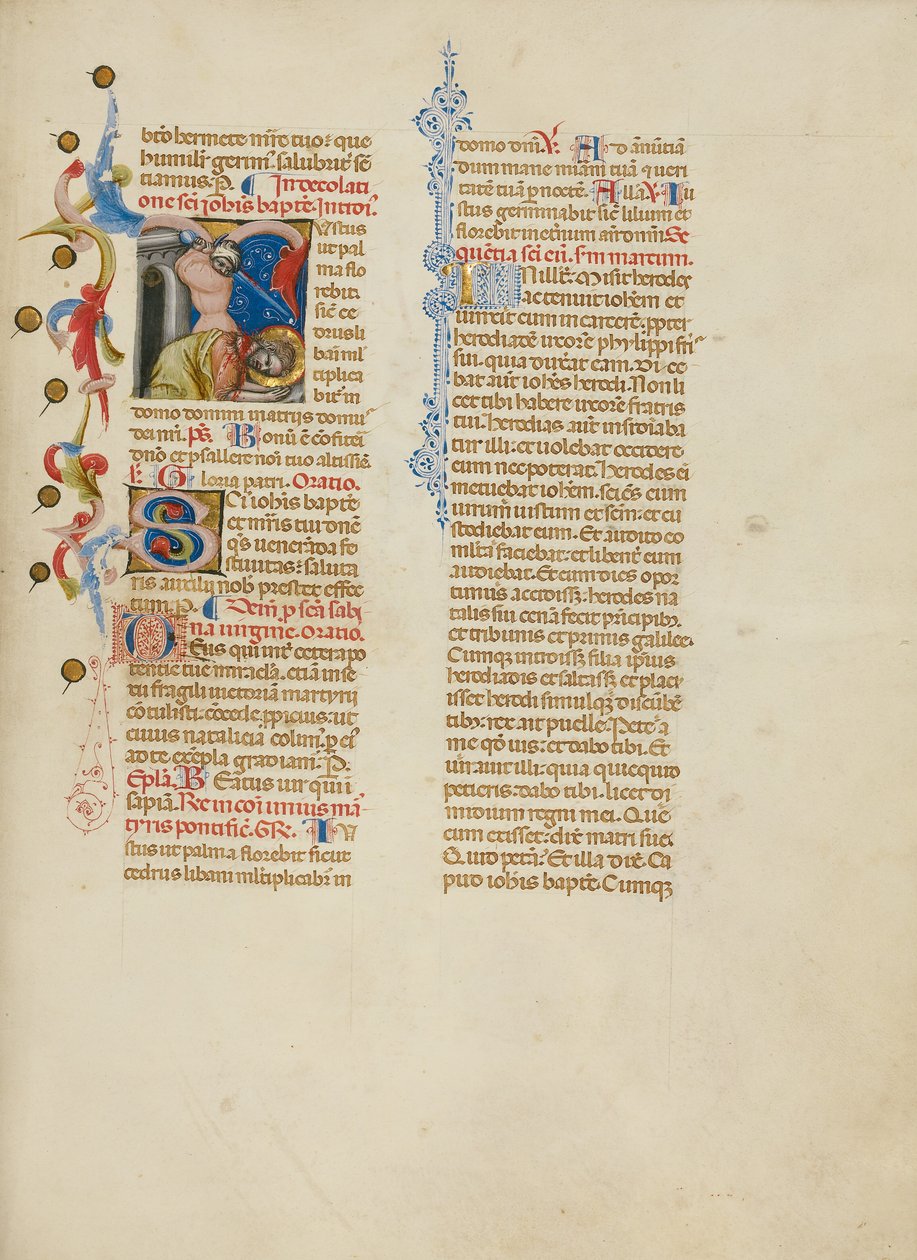 Inicjał J: Ścięcie świętego Jana Chrzciciela autorstwa Master of the Brussels Initials