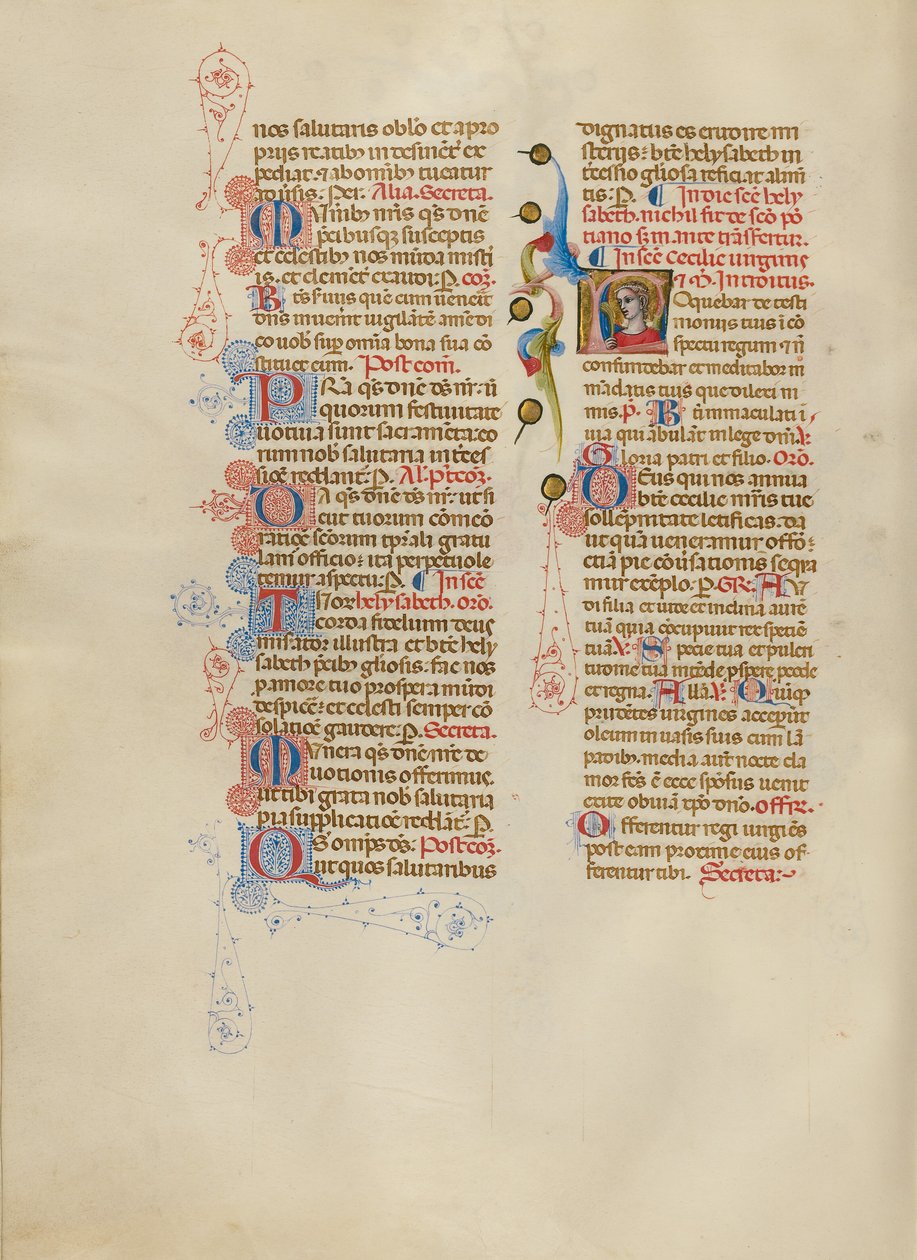 Inicjał L: Święta Cecylia autorstwa Master of the Brussels Initials