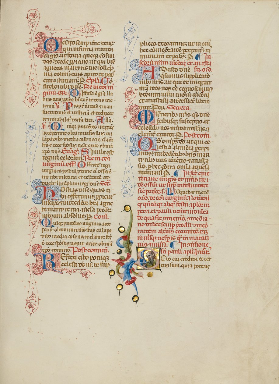 Inicjał S: Saint Paul autorstwa Master of the Brussels Initials