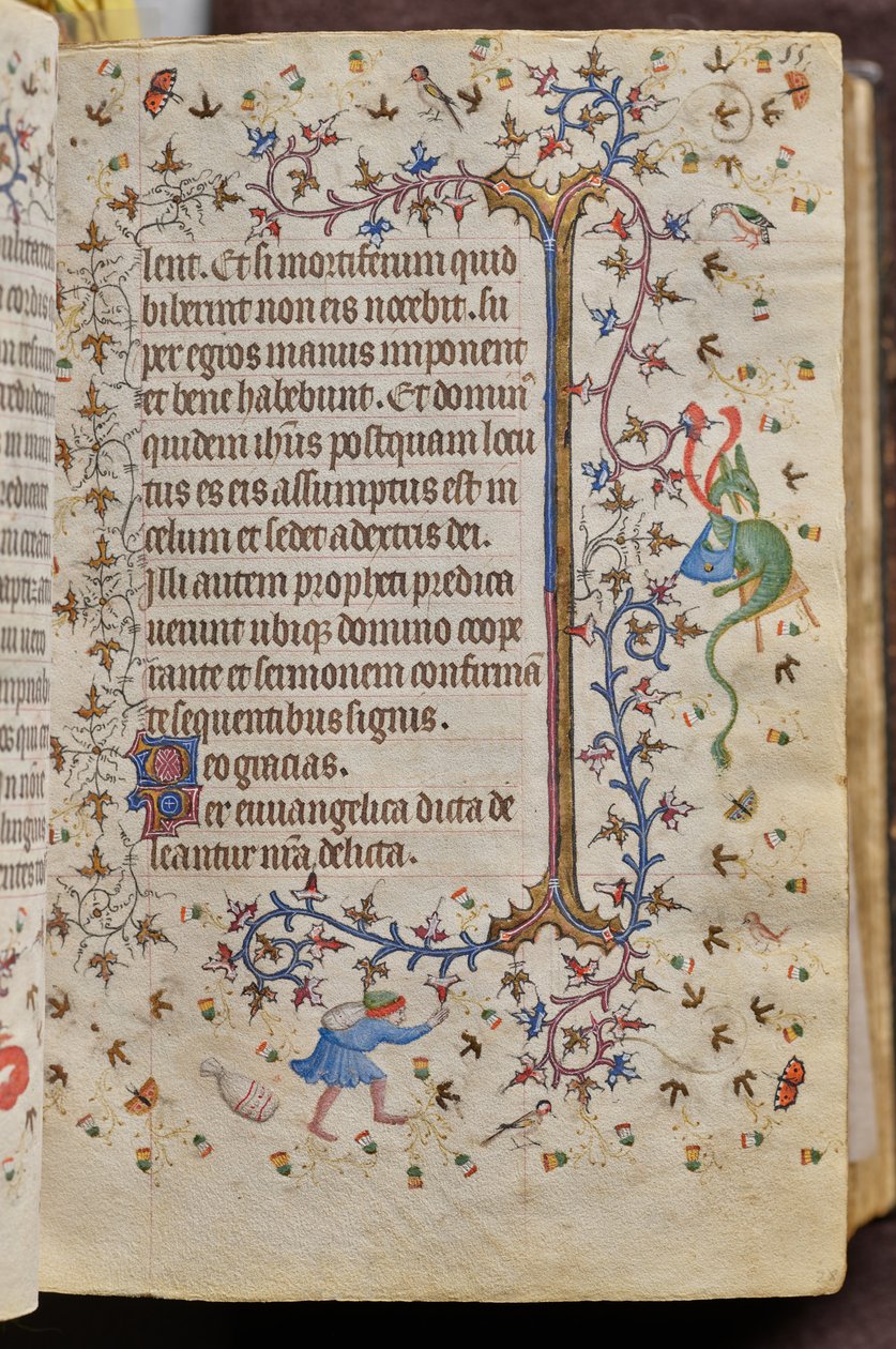 Godzinki Karola Szlachetnego, króla Nawarry (1361-1425): fol. 28r, tekst autorstwa Master of the Brussels Initials and Associates