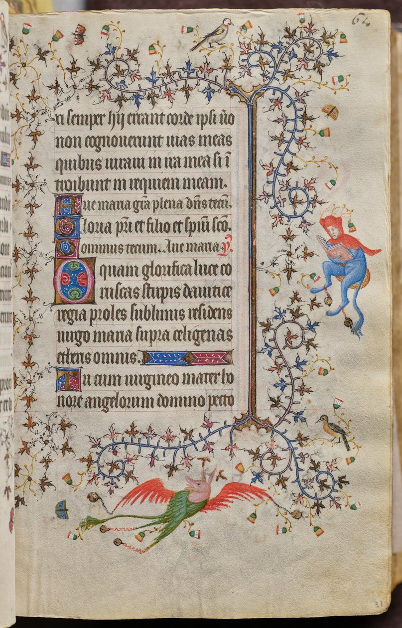 Godzinki Karola Szlachetnego, króla Nawarry (1361-1425): fol. 31r, tekst autorstwa Master of the Brussels Initials and Associates