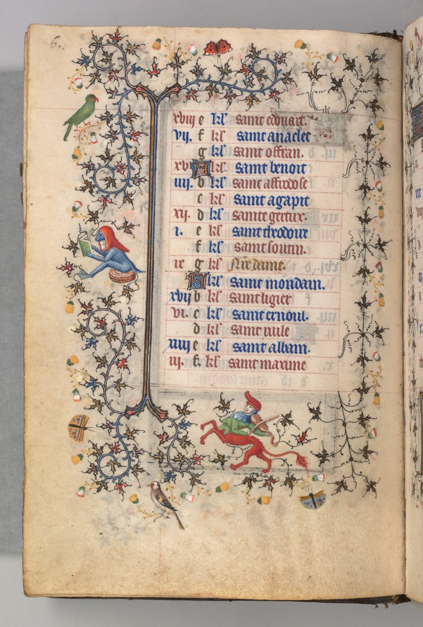 Godzinki Karola Szlachetnego, króla Nawarry (1361-1425): fol. 3v, marzec autorstwa Master of the Brussels Initials and Associates