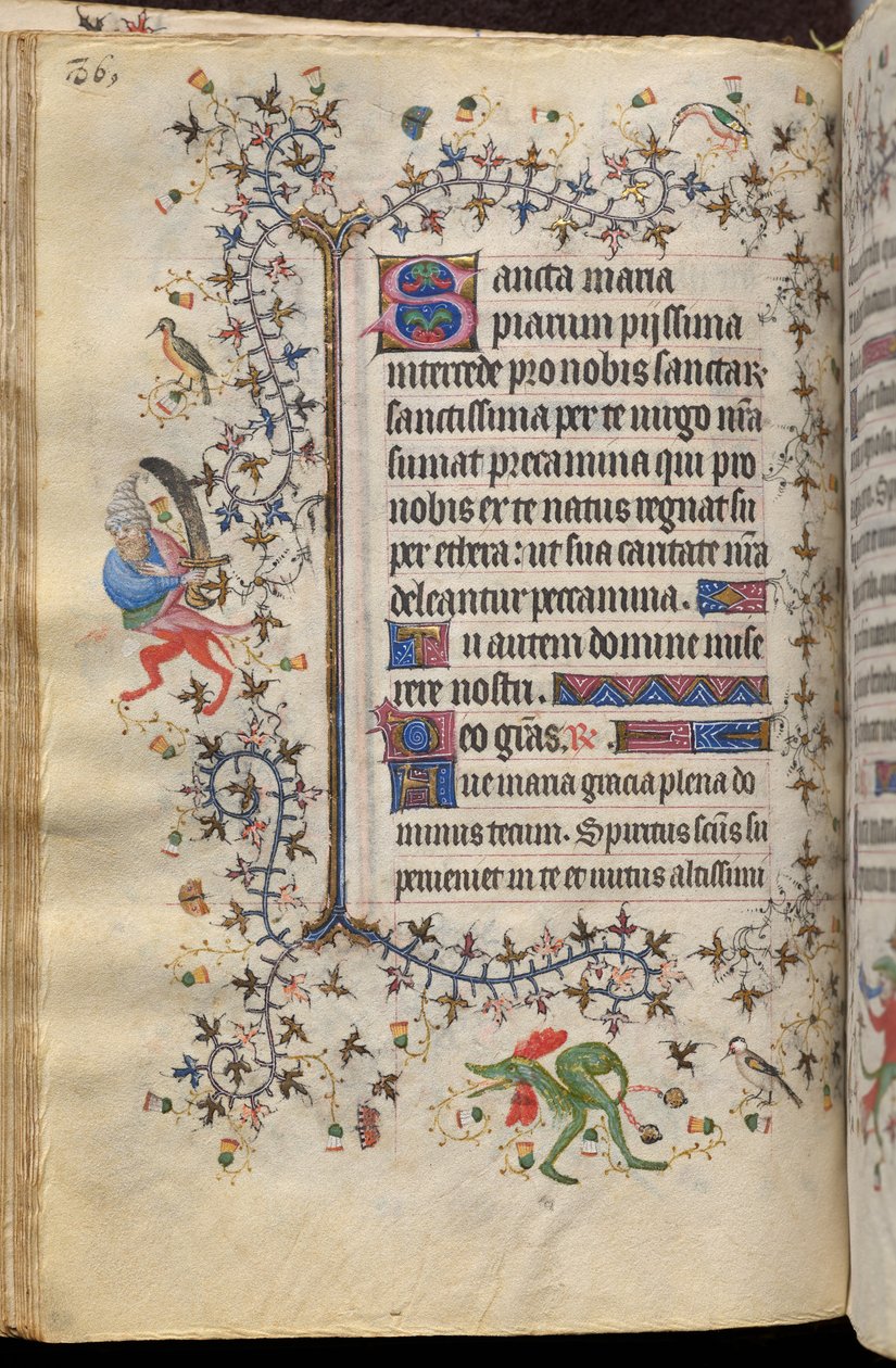 Godzinki Karola Szlachetnego, króla Nawarry (1361-1425): fol. 43v, tekst autorstwa Master of the Brussels Initials and Associates