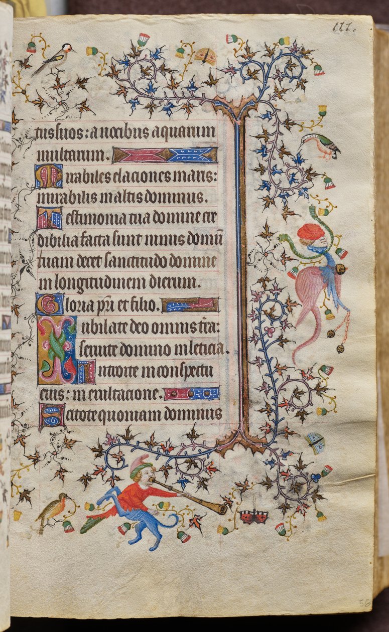 Godzinki Karola Szlachetnego, króla Nawarry (1361-1425): fol. 56r, tekst autorstwa Master of the Brussels Initials and Associates