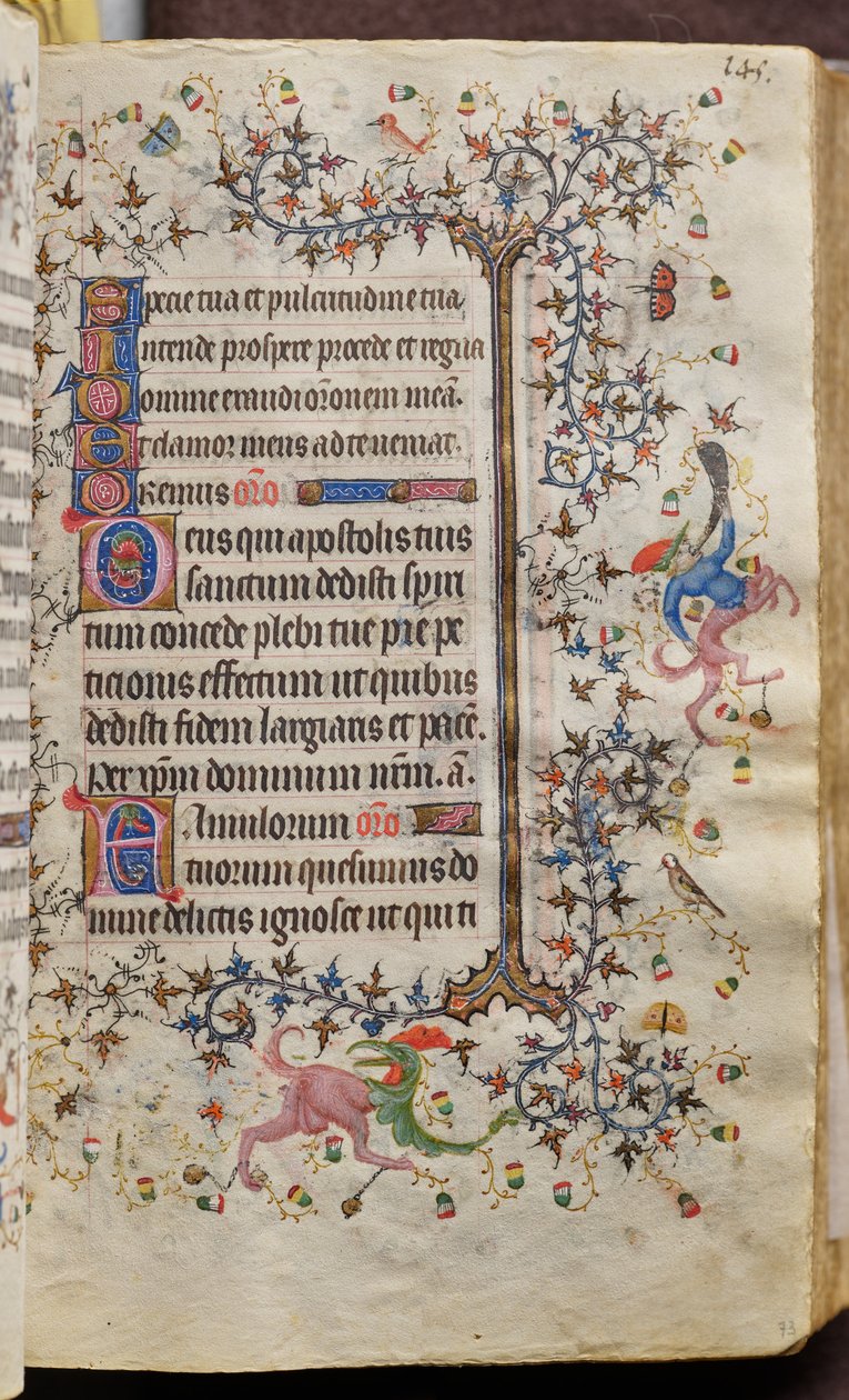 Godzinki Karola Szlachetnego, króla Nawarry (1361-1425): fol. 73r, tekst autorstwa Master of the Brussels Initials and Associates