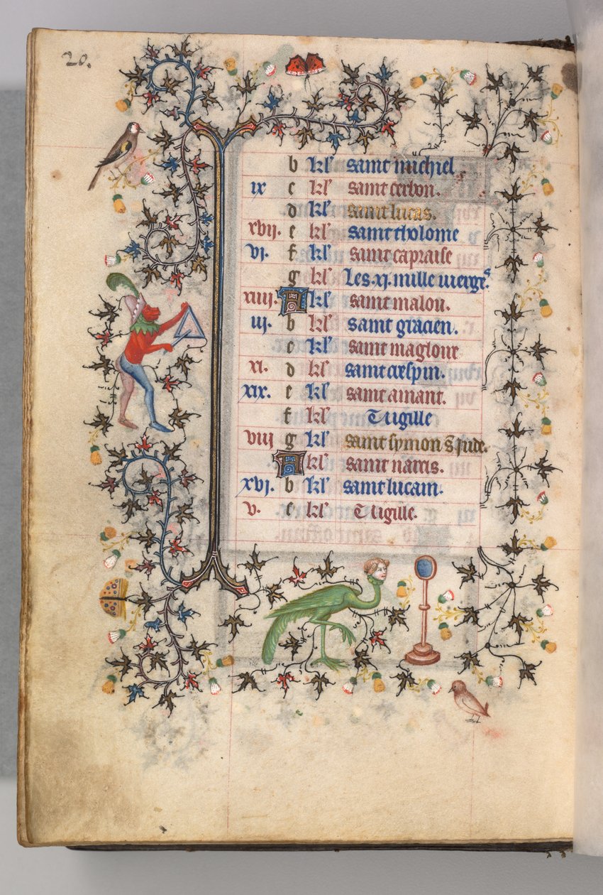 Godziny Karola Szlachetnego, króla Nawarry 1361-1425: fol. 10v, październik, ok. godz. 1405. autorstwa Master of the Brussels Initials and Associates