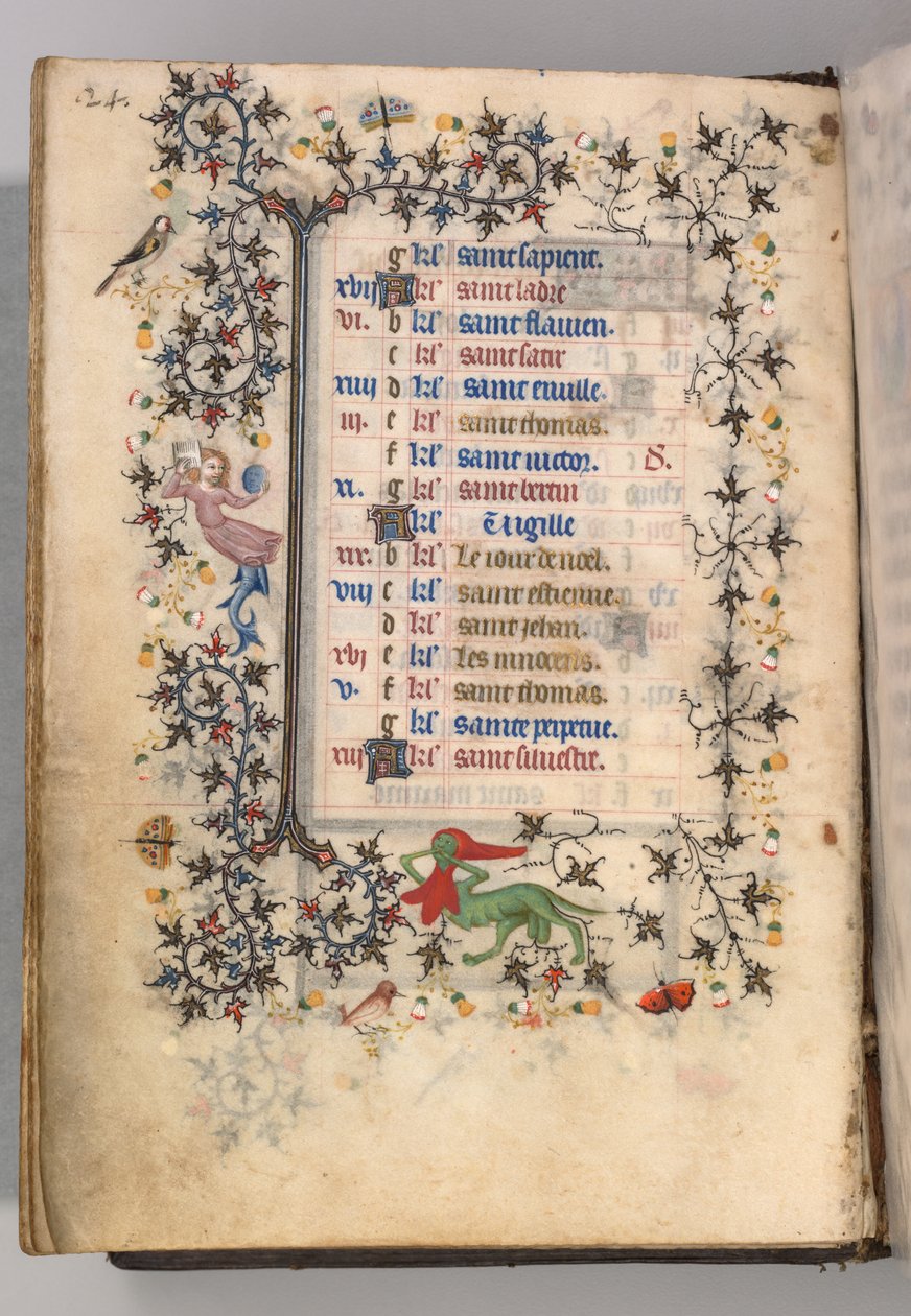 Godziny Karola Szlachetnego, króla Nawarry 1361-1425: fol. 12v, grudzień, ok. godz. 1405. autorstwa Master of the Brussels Initials and Associates