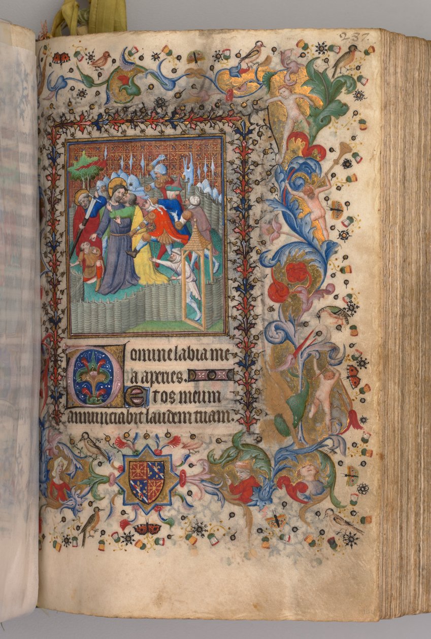 Godziny Karola Szlachetnego, króla Nawarry 1361-1425: fol. 144r, Zdrada Chrystusa, ok. 144r. 1405. autorstwa Master of the Brussels Initials and Associates