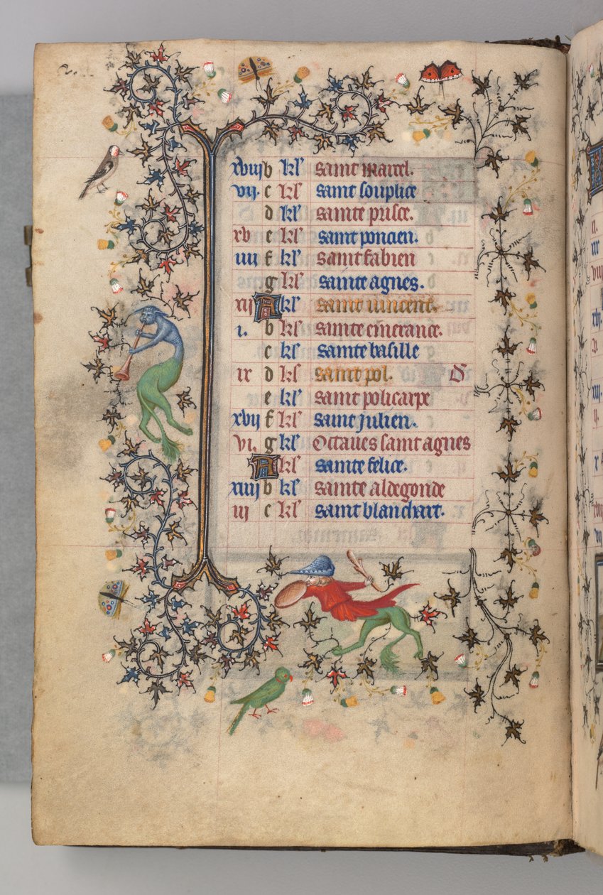 Godziny Karola Szlachetnego, króla Nawarry 1361-1425: fol. 1v, styczeń , c. 1405. autorstwa Master of the Brussels Initials and Associates
