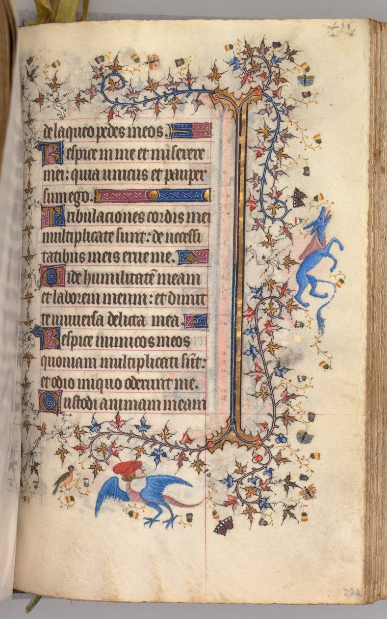 Godziny Karola Szlachetnego, króla Nawarry 1361-1425: fol. 222r, Tekst, c. 1405. autorstwa Master of the Brussels Initials and Associates