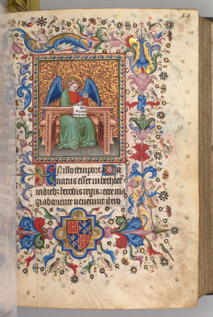 Godziny Karola Szlachetnego, króla Nawarry 1361-1425: fol. 25a, Św. Mateusz, c. 1405. autorstwa Master of the Brussels Initials and Associates