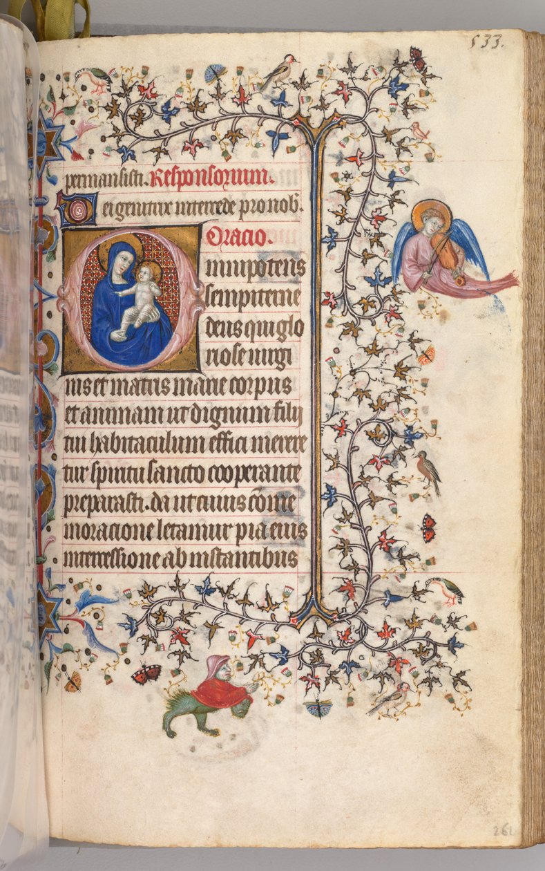 Godziny Karola Szlachetnego, króla Nawarry 1361-1425: fol. 261r, Dziewica z Dzieciątkiem, c. 1405. autorstwa Master of the Brussels Initials and Associates