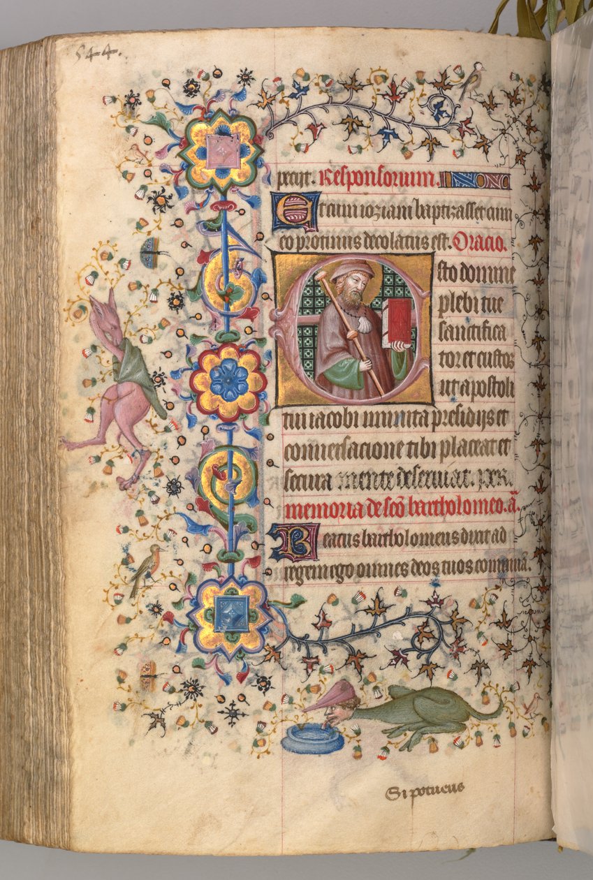 Godziny Karola Szlachetnego, króla Nawarry 1361-1425: fol. 266v, św. Jakub, c. 1405. autorstwa Master of the Brussels Initials and Associates