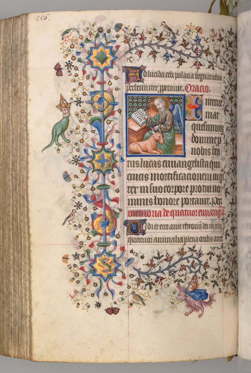 Godziny Karola Szlachetnego, króla Nawarry 1361-1425, , fol. 272v, Św. Łukasz, ok. 272v 1405. autorstwa Master of the Brussels Initials and Associates