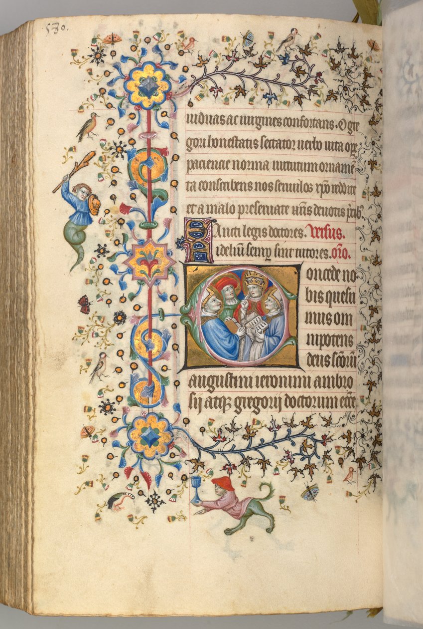 Godziny Karola Szlachetnego, króla Nawarry 1361-1425, fol. 284v, Czterech Doktorów Kościoła, c. 1 autorstwa Master of the Brussels Initials and Associates