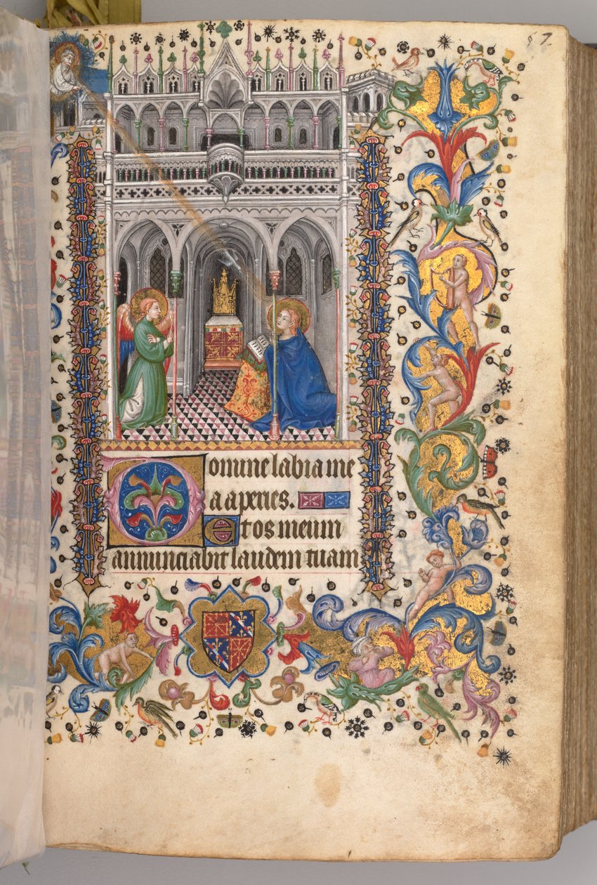 Godziny Karola Szlachetnego, króla Nawarry 1361-1425: fol. 29r, Jutrznia Zwiastowania, ok. godz. 1405 autorstwa Master of the Brussels Initials and Associates