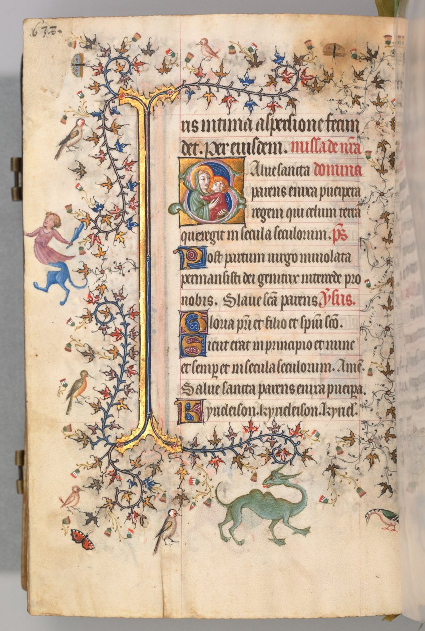 Godziny Karola Szlachetnego, króla Nawarry 1361-1425, fol. 313v, Dziewica z Dzieciątkiem, c. 1405. autorstwa Master of the Brussels Initials and Associates