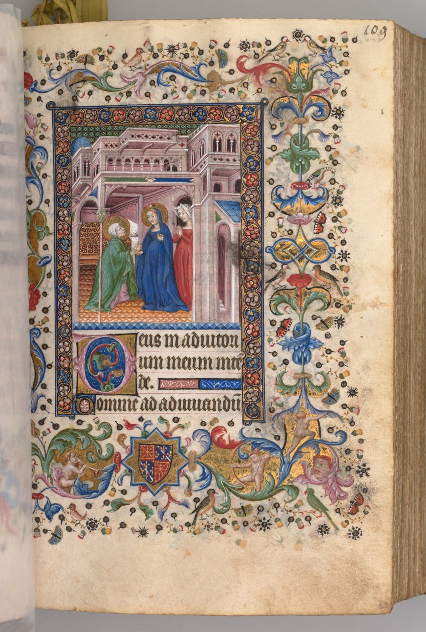 Godziny Karola Szlachetnego, króla Nawarry 1361-1425: fol. 55r, Jutrznia Nawiedzenia, c. 1405. autorstwa Master of the Brussels Initials and Associates