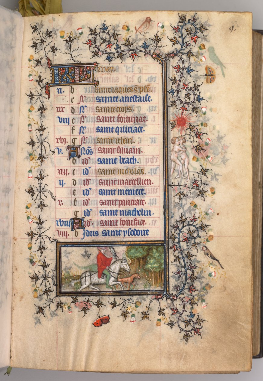 Godziny Karola Szlachetnego, króla Nawarry 1361-1425: fol. 5r, maj, ok. godz. 1405. autorstwa Master of the Brussels Initials and Associates