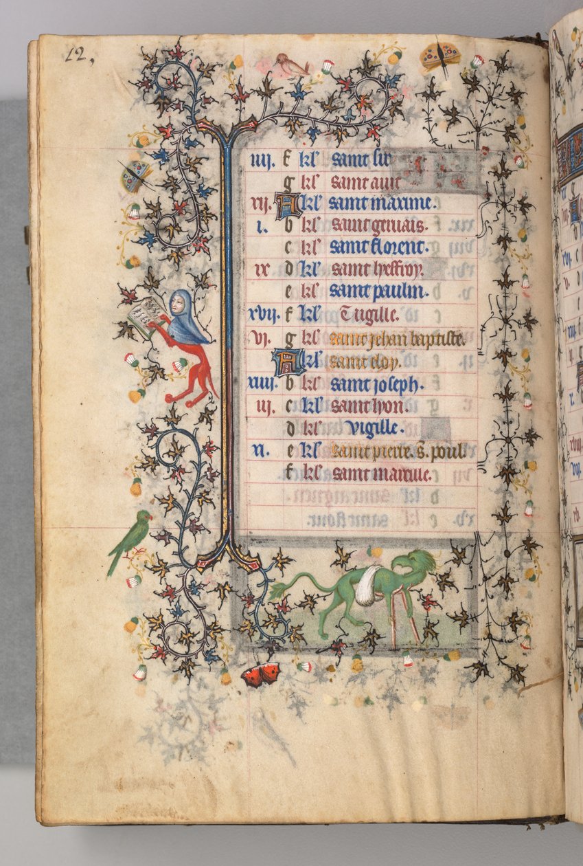 Godziny Karola Szlachetnego, króla Nawarry 1361-1425: fol. 6v, czerwiec, ok. godz. 1405. autorstwa Master of the Brussels Initials and Associates