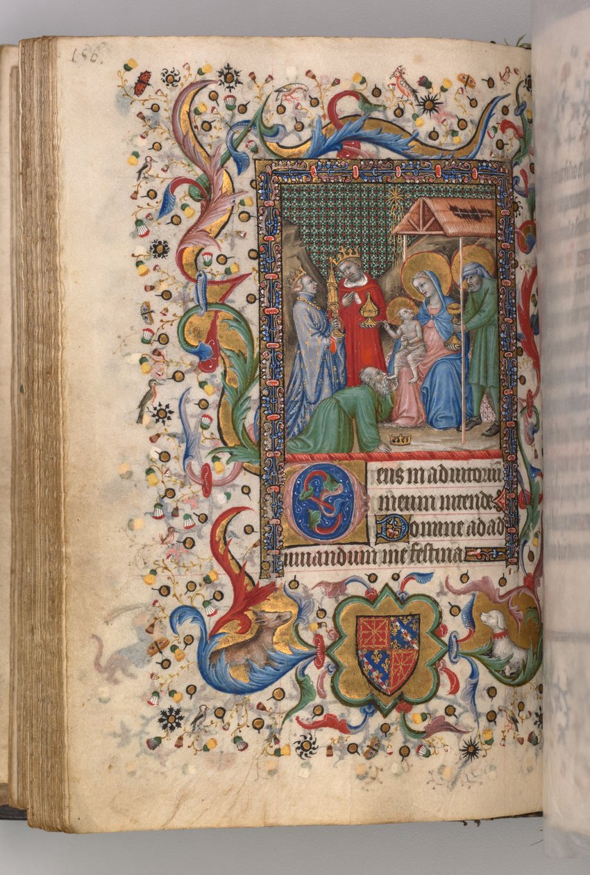 Godziny Karola Szlachetnego, króla Nawarry 1361-1425: fol. 78v, Adoracja Seksty Trzech Króli, c. autorstwa Master of the Brussels Initials and Associates