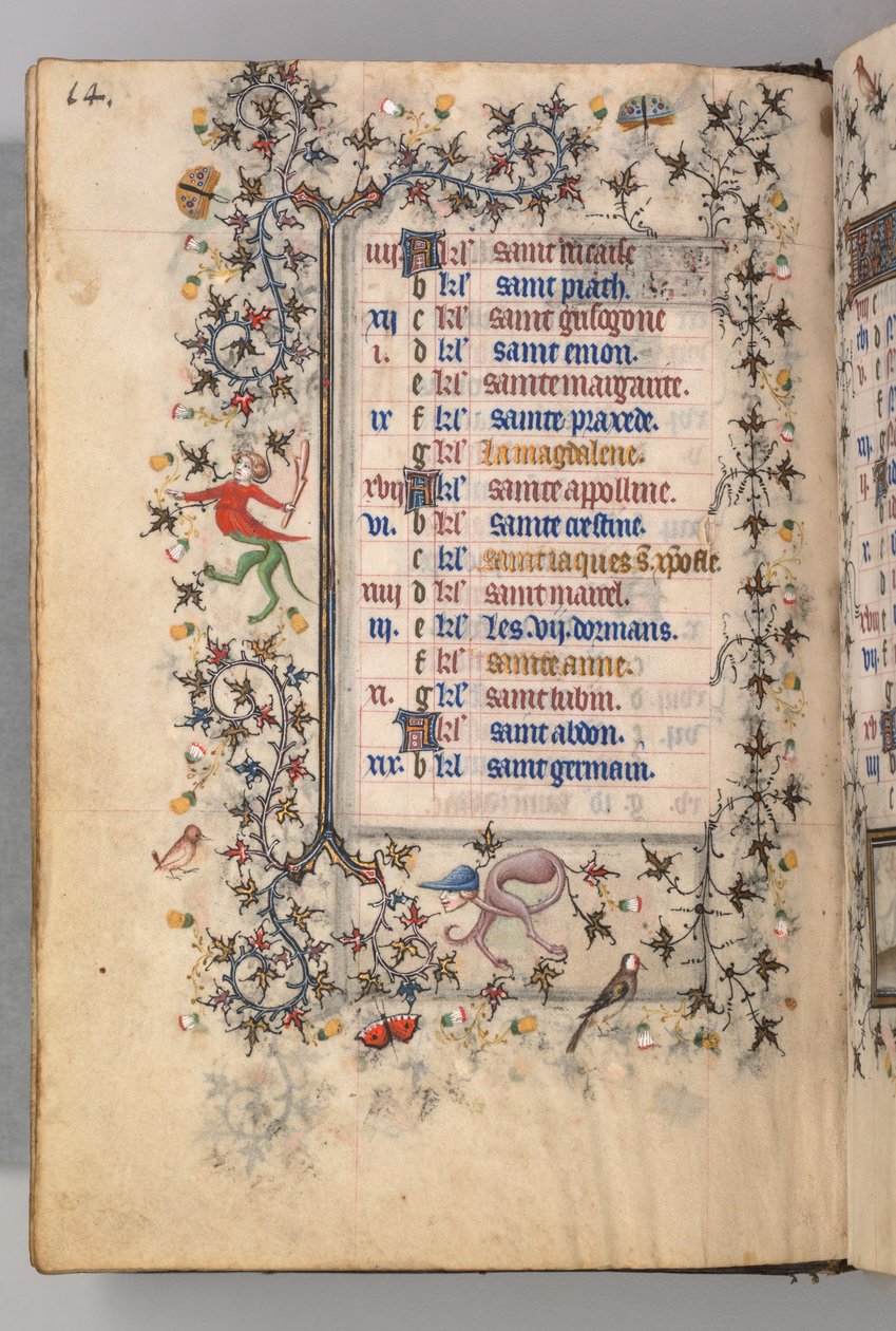 Godziny Karola Szlachetnego, króla Nawarry 1361-1425: fol. 7v, lipiec, ok. godz. 1405. autorstwa Master of the Brussels Initials and Associates