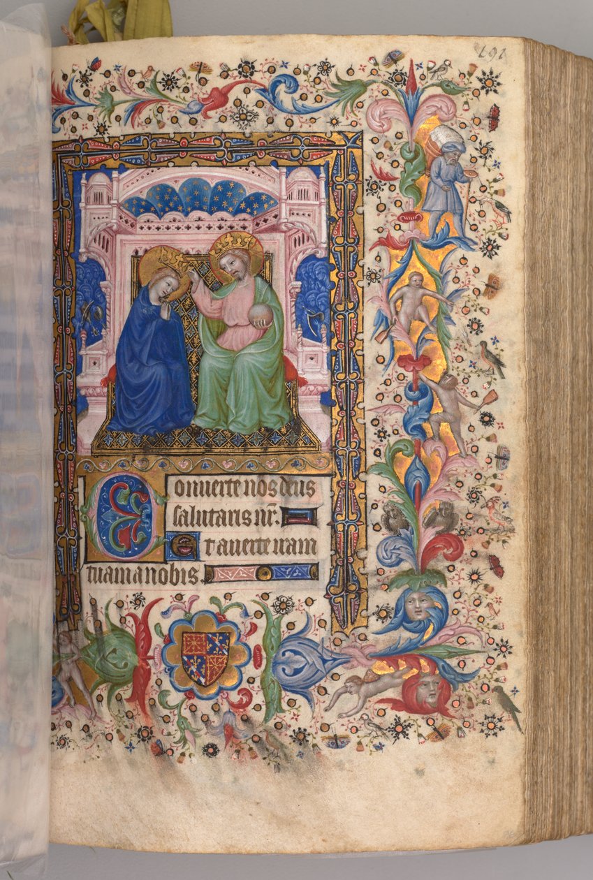 Godziny Karola Szlachetnego, króla Nawarry 1361-1425: fol. 96r, Koronacja Matki Boskiej..., ok. n.e. 1 autorstwa Master of the Brussels Initials and Associates