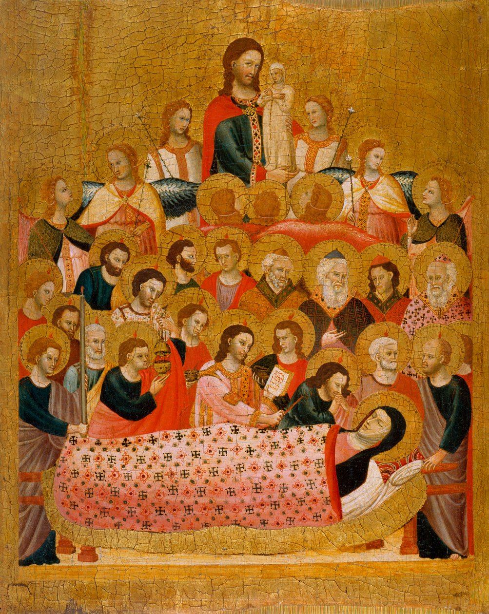 ""La dormition de la vierge"" Zaśnięcie Marii - Peinture du Maitre de la Madone Cini (aktywny ok. 1330) - ok. 1330 - Tempera na desce - 50,3x41,2 - Museu Nacional d