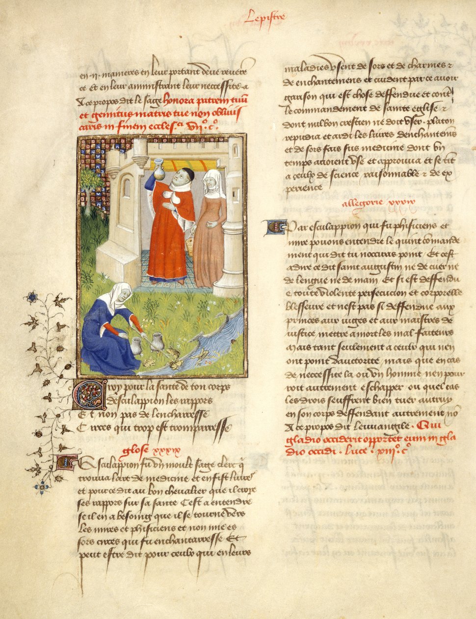 Harley 4431 f.113v, Aesculapius and Circe, ilustracja z „L