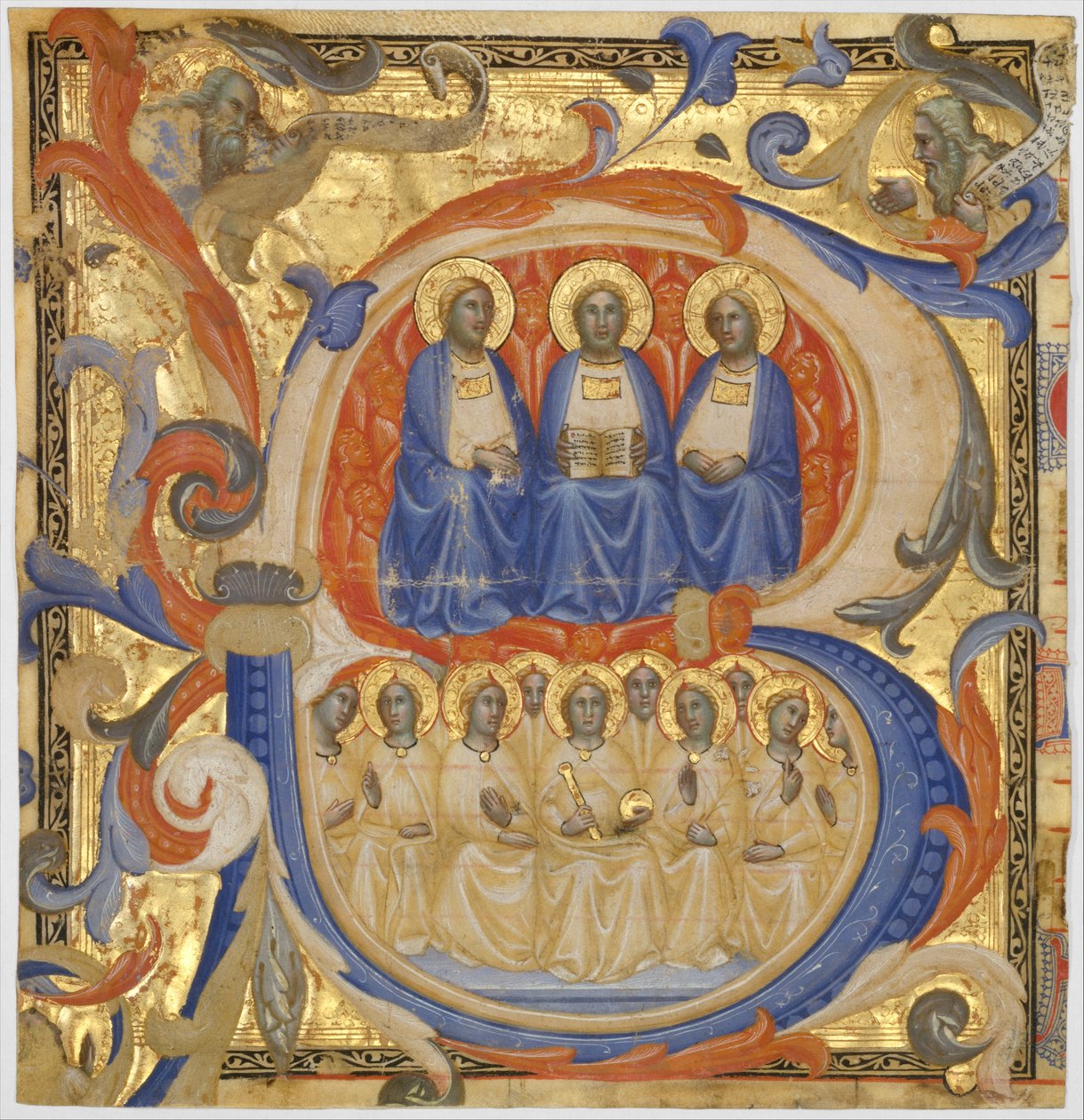 Trójca w inicjale B, prawdopodobnie 1387. autorstwa Master of the Codex Rossiano