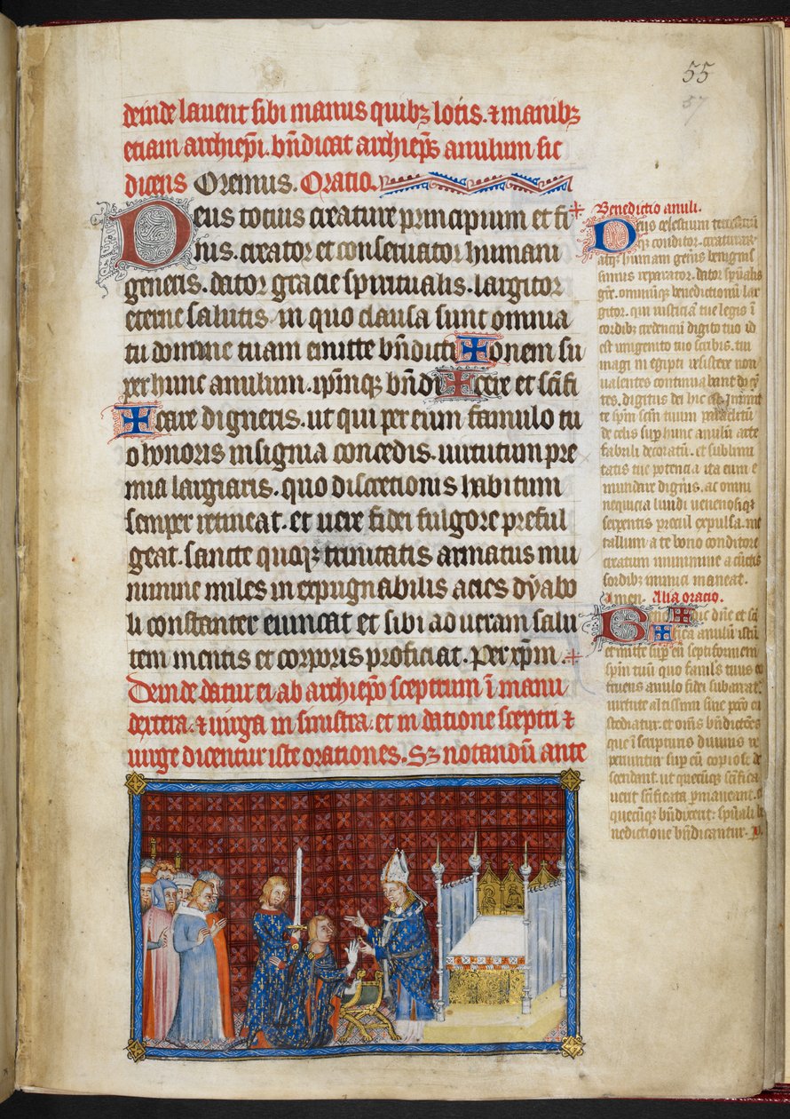 Cotton Tiberius B. VIII f.57r Król odbierający pierścień 