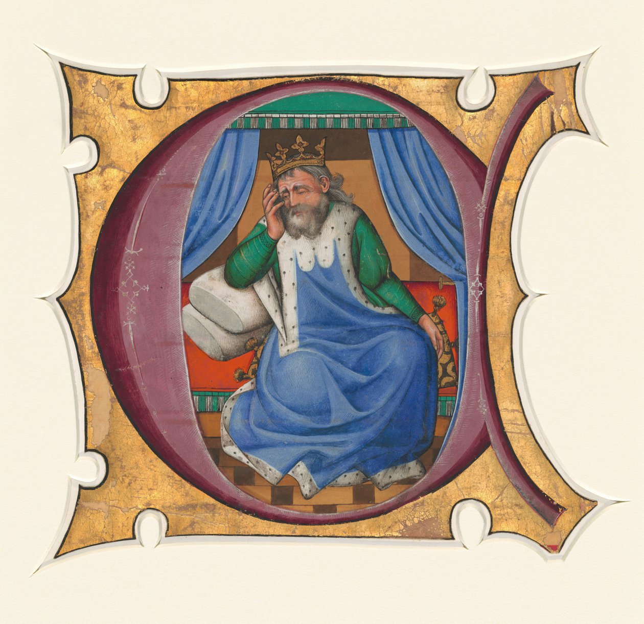 Inicjał C z Dawidem (Królem Saulem?) autorstwa Master of the Cypresses