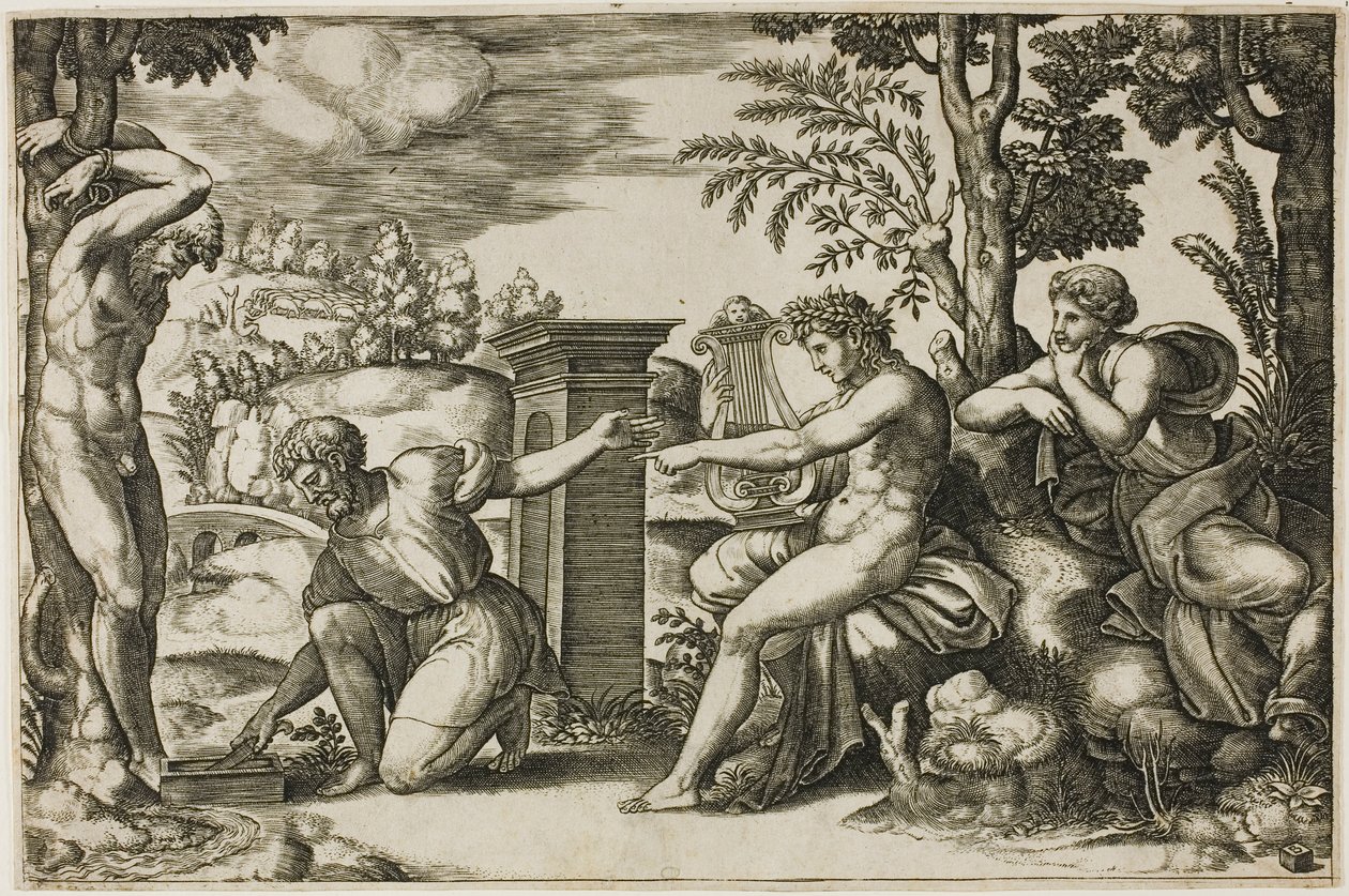 Apollo i Marsjasz autorstwa Master of the Die