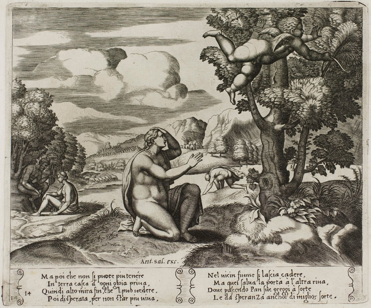 Kupidyn uciekający przed Psyche autorstwa Master of the Die