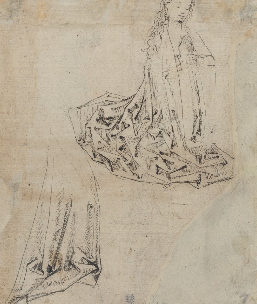 Postać kobieca klęcząca do modlitwy [verso] autorstwa Master of the Drapery Studies