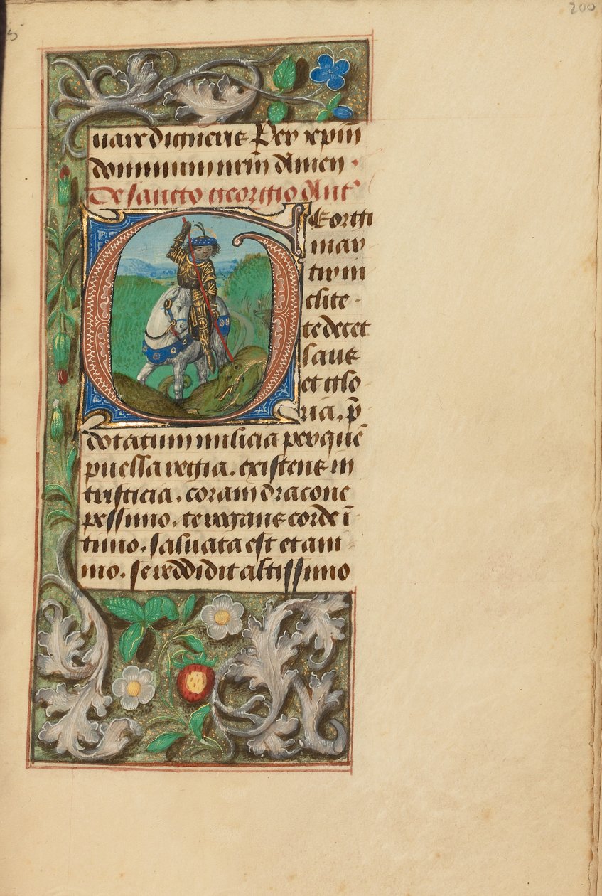 Inicjał G: Święty Jerzy i smok autorstwa Master of the Dresden Prayer Book